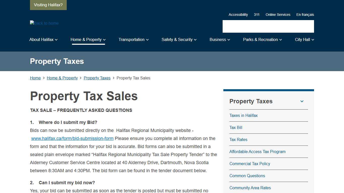 Property Tax Sales Tax Sale Halifax